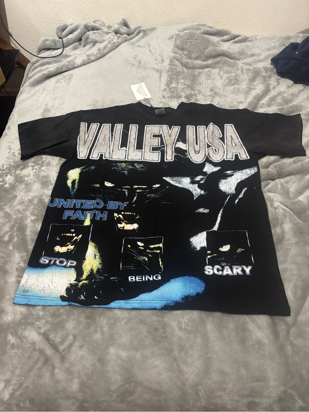 Black 'Valley USA' Graphic Short Sleeve Tee